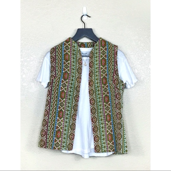 Vintage Boho Needlepoint Open Front Vest - Picture 3 of 13